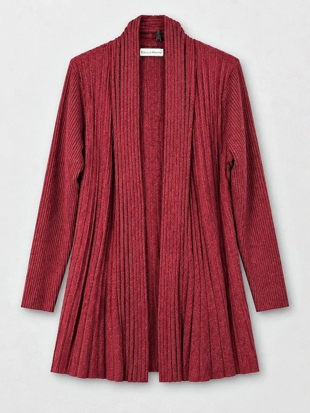 Rebecca Malone Pleated Cardigan in Red Size XL